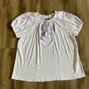 Style & Co Women's Size Large Cotton Blend Tassel Top Sandy Lavender Purple